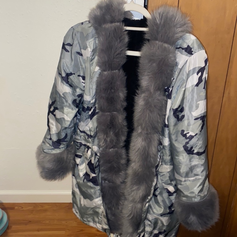 Camouflage Fur coat